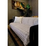 DEKOMOD Peluş Koltuk Örtüsü Şalı Pofuduk Bubble GRİ Çok Amaçlı Baklava Desen 170x210 cm