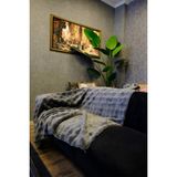 Dekomod Peluş Koltuk Şalı Örtüsü Pofuduk Bubble Antrast Çok Amaçlı Baklava Desen 150X150 cm - 150 x 150 cm