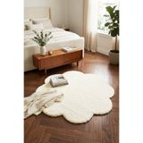 DEKOMOD Peluş KREM Papatya Tüylü Yumuşak Yıkanabilir Kaymaz Taban Halı Yolluk Yatak Odası Banyo Overloksuz