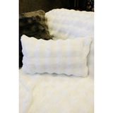 Dekomod Peluş Puffy Dekoratif Dikdörtgen Yastık Kırlent Kılıfı Pofuduk Bubble Beyaz 1 Adet 30X50 cm - 30 x 50 cm