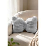 DEKOMOD Peluş Puffy Dekoratif Fiyonk Yastık Kırlent Pofuduk Dolgulu GRİ 1 Adet 30x50 cm