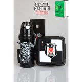 "dekomus Cep Defteri Hediyeli" Lisanslı Beşiktaş 500 ml Çelik Matara ve Beslenme Kabı Seti 1903 - 00-Siyah