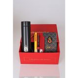 DEKOMUS GIFT BOX ÖZEL KUTULU LİSANSLI GALATASARAY ÇELİK TERMOS 500 ML ,AJANDA,HYBRID TÜKENMEZ KALEM SETİ - Altın