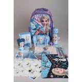 DEKOMUS LİSANSLI ELSA FROZEN "OKUL ÇANTASI VE KALEM ÇANTASI,BESLENME KABI VE 500 ML TRITAN MATARA OKUL SETİ - 1 - Mor - Buz