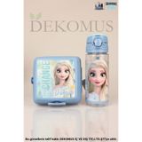 DEKOMUS Lisanslı Mavi Karlar Ülkesi Elsa Frozen Koleksiyonu Beslenme Kabı ve 500 ml Tritan Matara Seti