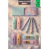 Dekomus x Mikro Pastel Touch Collection 14 Parça Kırtasiye Seti 2 Adet Notebook, 4 Adet Fosforlu Kalem, Uçlu Kalem&2 Adet Tüp Uç, Silgi - Mavi