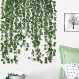 Dekonivia 12 Adet 230 cm Yapay Sarmaşık Damarlı Yaprak, Doğal Görünümlü Dekoratif Yapay Bitki, Bahçe, Balkon, İç ve Dış Mekan Ev Dekoru, Doğalgaz Borusu Süsü, Peyzaj ve Organizasyon Dekorasyonu