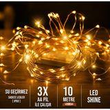 Dekonivia Peri Led 10 Metre Gün Işığı Sarı 3 Fonksiyonlu Pilli Dekoratif Aydınlatma Süsleme Parti Led Işık Yılbaşı Süsleme Dekorasyon Işığı Şerit