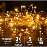 Dekonivia Peri Led 5 Metre Gün Işığı Sarı Üç Fonksiyonlu Pilli Dekoratif Aydınlatma Süsleme Parti Led Işık Yılbaşı Led Işık Süsleme Dekorasyon Işığı Şerit