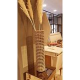Dekopano Metal Tel Hasır Örgülü Tasarım Vazo 70cm Pampas Vazosu , Hasır Vaso