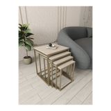 Dekoport 4lü Zigon Sehpa Yan Sehpa Metal Ayak Mdf Membran Tabla