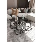 Dekoport Atlas 4+1 Orta Sehpa Temperli Cam Büyük Sehpa 75 x 75 Küçük Sehpalar 36 x 36