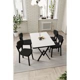 Dekoport Elma Teddy Kumaş Mutfak Masa Sandalye Takımı 80*123 - Siyah - 80 x 120
