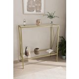 Dekoport Florya Gold (ESKİTME) Metal Dresuar - Şeffaf Cam