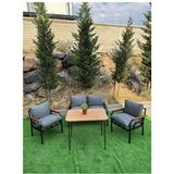 Dekoport Kutay Bahçe Takımı, Balkon Mobilyası, Çay Seti Koltuk Takımı Cafe Mobilyası 2-1-1 Masalı - 50 x 80 - Gri