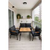 Dekoport Kutay Balkon Takımı, Bahçe Takımı, Çay Seti Koltuk Takımı, Metal Kanepe 2-1-1 50x80 Masalı Antrasit