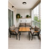 Dekoport Kutay Balkon Takımı, Bahçe Takımı, Çay Seti Koltuk Takımı, Metal Kanepe 2-1-1 50x80 Masalı Kapuçino Vizon Kumaş