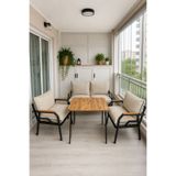 Dekoport Kutay Balkon Takımı, Bahçe Takımı, Çay Seti Koltuk Takımı, Metal Kanepe 2-1-1 50x80 Masalı Krem