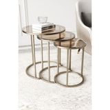 Dekoport Milas C Minimalist Stil Zigon Sehpa 55 cm Yükseklikte Bronz Cam ve Metal Malzeme - eskitme