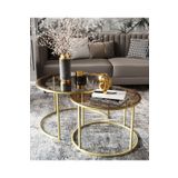 Dekoport Milas Gold (ESKİTME) Orta Sehpa - Bronz Cam