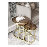 Dekoport Milas Gold (ESKİTME) Zigon Sehpa - Bronz Cam