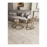 Dekoport Milas Orta Ve Zigon Sehpa Seti (Ø60-47) Mat Gold Metal, Temperli Bronz Cam