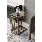 Dekoport Mira Zigon Sehpa Bronz Eskitme Rengi Metal Yuvarlak Modern Tasarım 55 cm
