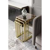 Dekoport Mira Zigon Sehpa Mat Gold Metal - Temperli Bronz Cam