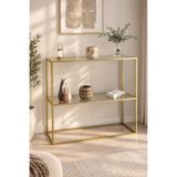 Dekoport Oskar Gold (ESKİTME) Metal Dresuar - Şeffaf Cam