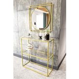 Dekoport Oskar Gold Metal Dresuar Ve Ayna Seti