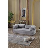 Dekoport Relax 200cm Kanepe, Fitilli Kadife, Yıkanır, Silinir, Dinlenme Koltuğu, Yatak Olabilen, Gri