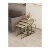 Dekoport Uygar Zigon Sehpa Yan Sehpa Metal Sehpa Traverten Desen MDF Membran Kaplama