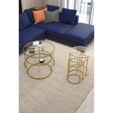 Dekopratik BELARUS ORTA SEHPA GOLD 60CM & ALYA GOLD ZİGON SEHPA ŞEFFAF CAM