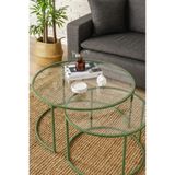 DEKOPRATİK Belarus Orta Sehpa Ikili Şeffaf Camlı Mint Yeşili 60cm