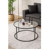 Dekopratik - Berlin Orta Sehpa - 80 Cm Yuvarlak Şeffaf Camlı Sehpa