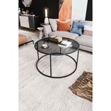 Dekopratik Startis Orta Sehpa 80 Cm Modern Tasarım Yuvarlak Füme Cam Ve Metal Orta Sehpa Orta Masa