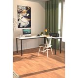 Dekopratik Viva L Çalışma Masası Bilgisayar Masası Ofis Masası 150x55 Beyaz - Siyah - 150x120