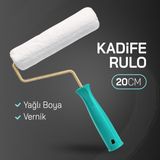 Dekor (1 Adet) 20 cm Kadife Rulo Yağlı Boya ve Vernik Için Uygun Vernik Boya Rulosu - Beyaz - Açık Mavi