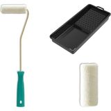 Dekor 10 cm Kadife Rulo ve 15 x 34 cm Boyacı Tavası Seti 010 - Beyaz Renk Hobi Boya Aksesuarı - 010 - Beyaz