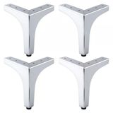 Dekor 12 Cm Krom 4'Lü Set Gümüş Metal Mobilya Ayağı Modern Tasarım Koltuk Sehpa Masa Tv Ünitesi