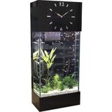 Dekor Akvaryum Full Set, LED Işıklı Saat Kule Akvaryum - Siyah