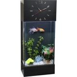 Dekor Akvaryum Full Set, LED Işıklı Saatli Kule Akvaryum- Antrasit