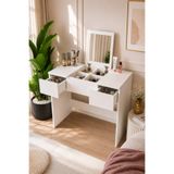 dekor fim DF02112B 2 Çekmeceli Aynalı Kapaklı Makyaj Masası Yatak Odası Modern Kozmetik Organizer Beyaz