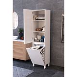 dekor fim DF03110 Çamaşır Sepetli Çok Amaçlı Banyo Dolabı Kapaklı Raflı Kirli Çamaşır Düzenleme Dolabı