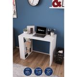 dekor fim DF09102B Kitaplıklı Çalışma, Bilgisayar Masası, Raflı 90x70 Modern Ofis Masası, Beyaz