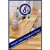 Dekor Folyo Mutfak Tezgahı Ahşap Masif Panel Koyu Desen Yapışkanlı Folyo Kaplama