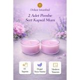 Dekor İstanbul 2 Adet Pembe Sert Kapsül Mum | El Yapımı Doğal Soya Mumu Modern Lüks Dekoratif Set