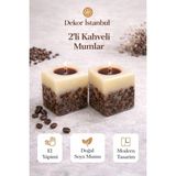 Dekor İstanbul 2’li Kahveli Mum Seti – El Yapımı Doğal Soya Mum, Dekoratif Kare Tasarım - Kahverengi