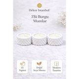 Dekor İstanbul 3’lü Burgu Mum Seti – El Yapımı Doğal Soya Mum, Modern Dekoratif Mum - Beyaz