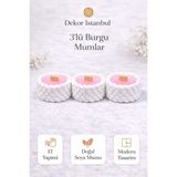Dekor İstanbul 3’lü Burgu Mum Seti – El Yapımı Doğal Soya Mum, Modern Dekoratif Mum - Pembe